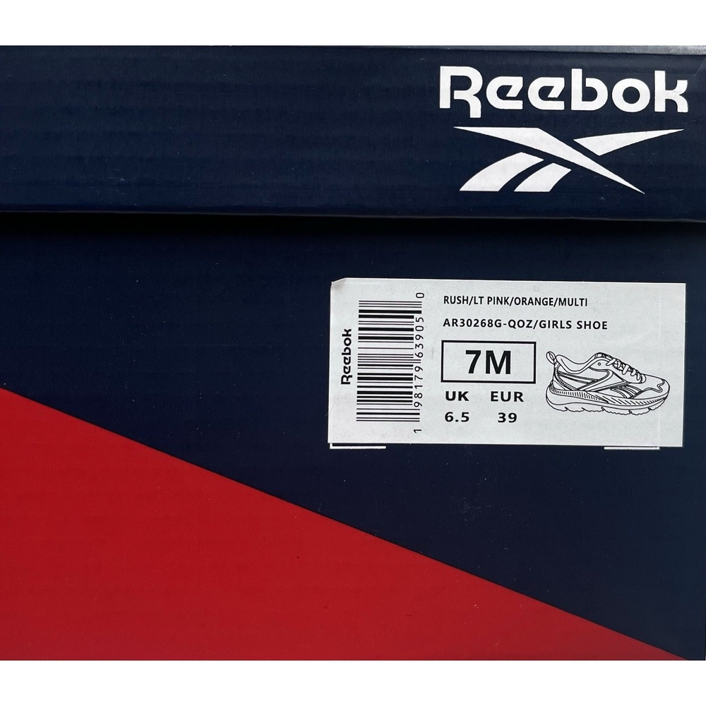 Reebok Youth Big Girls Rush Sneakers Size 7 Cherry Blossom Orange Aqua Lace Up - Picture 10 of 12